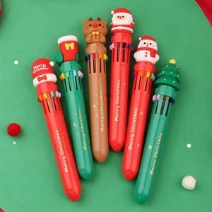 10 Colors Christmas Press Ballpoint Pen
