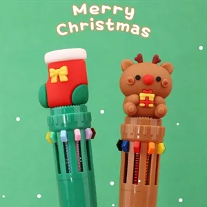 10 Colors Christmas Press Ballpoint Pen