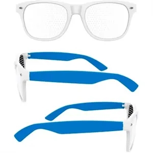 2-Tone Retro Pinhole Sunglasses W/ 1-Color Temple Imprint
