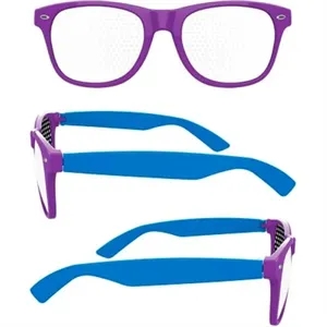 2-Tone Retro Pinhole Sunglasses W/ 1-Color Temple Imprint