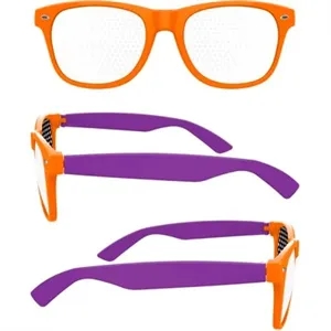 2-Tone Retro Pinhole Sunglasses W/ 1-Color Temple Imprint
