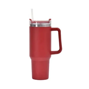 40 oz Insulated Tumbler with Handle & Straw