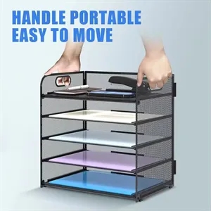 5-Tier Mesh Desk Organizer - File Storage Box