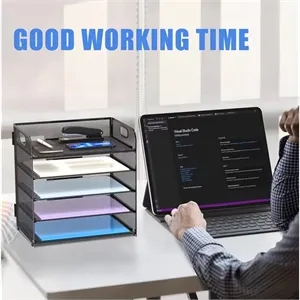 5-Tier Mesh Desk Organizer - File Storage Box