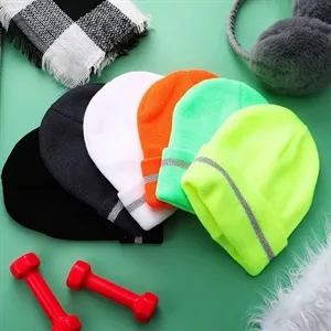 Beanie with stripe of reflective