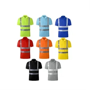 High Visibility Reflective Construction Safety Polo T Shirt