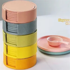 Leather Drink Coasters Round Cup Mat