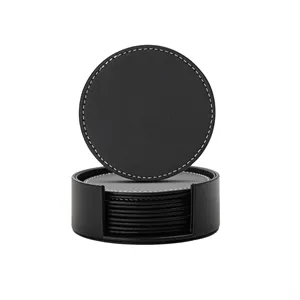 Leather Drink Coasters Round Cup Mat