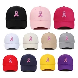Pink Ribbon Embroidered Cap