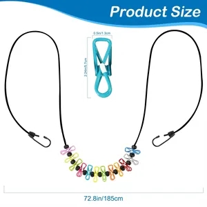Retractable Travel Clothesline with 12 Clothes Clips