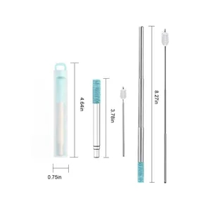 Reusable Collapsible Stainless Steel Straw With Plastic Case
