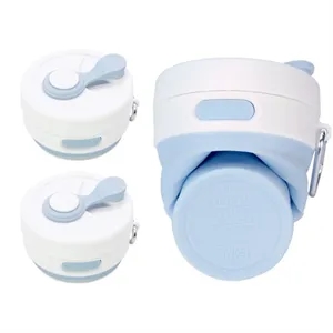 Silicone Collapsible Travel Folding Drinking Cup W/Lid