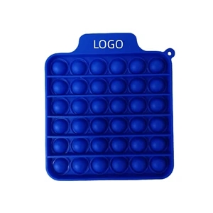 Square Popper Silicone Fidget Toy with Keychain