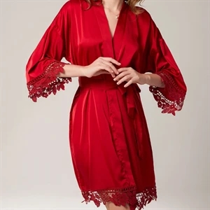Women's Satin Robe Lace Silk Kimono