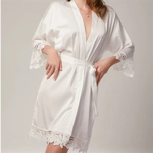 Women's Satin Robe Lace Silk Kimono