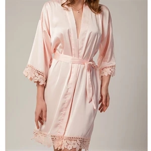 Women's Satin Robe Lace Silk Kimono