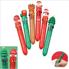 10 Colors Christmas Press Ballpoint Pen