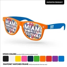 2-Tone Retro Pinhole Sunglasses W/ 1-Color Temple Imprint