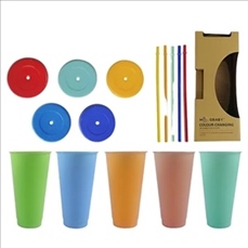24oz Pastel Colored Plastic Cups with Lids and Straws