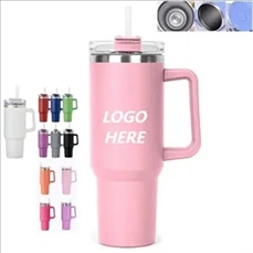 40 oz Insulated Tumbler with Handle & Straw