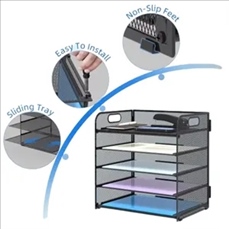 5-Tier Mesh Desk Organizer - File Storage Box