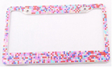 Colorful Diamond-encrusted License Plate Frame
