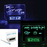 LED Fluorescent Message Board Digital Alarm Clock Calendar