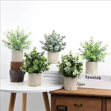 Mini Potted Fake Plants Artificial Small Eucalyptus For Home