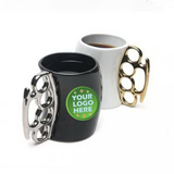 New Design Fist Metal Handle Ceramic Mug