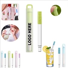 Reusable Collapsible Stainless Steel Straw With Plastic Case