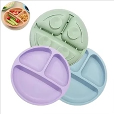 Round Silicone Suction Plate With Lid