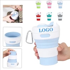 Silicone Collapsible Travel Folding Drinking Cup W/Lid