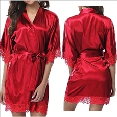 Women's Satin Robe Lace Silk Kimono