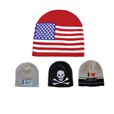Budget Double Thickness Knitted Hat Flag Beanie Hat Cap
