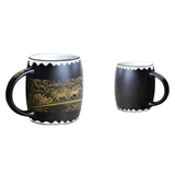Drum Type Ceramic Coffee Cup;Glaze Drum Belly Ceramic cups