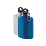 Flat Aluminum Water Bottles With Silver Carabiner