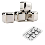Stainless Steel Ice Cube 8 pcs Set With Clip FDA Approved